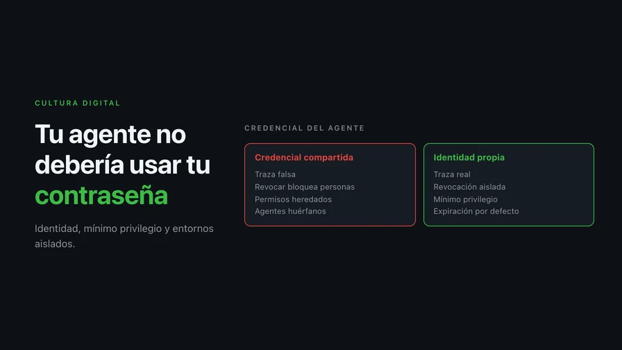 Tu agente no debería usar tu contraseña: identidad, mínimo privilegio y entornos aislados