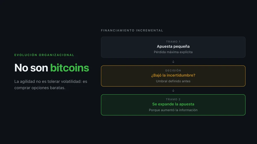 No son bitcoins: la agilidad no es tolerar volatilidad, es comprar opciones baratas