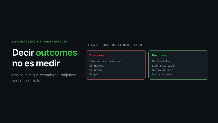 Decir "outcomes, outcomes, outcomes" no es tener un sistema de medición